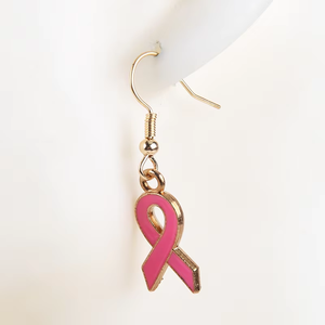 Pendientes de Moda para Mujer, Regalos para Bodas y Fiestas, Pendientes de Aleación de Zinc con Lazo Rosa, Conciencia sobre el Cáncer de Mama - Product Image 1