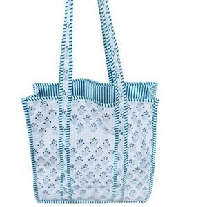 Grand sac fourre-tout en coton floral d'inspiration vintage pour femmes, fermeture ouverte pour le travail, achats quotidiens, cadeaux de noël, utilisation nuptiale sur la plage - Product Image 1
