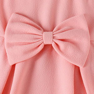 Ropa de verano para niñas, vestido acampanado para niños, correa de lazo, hombro oblicuo, Color sólido, rosa, diseño Sexy, vestido ajustado - Product Image 4