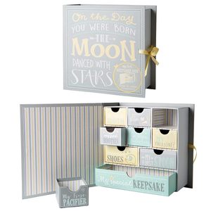 Baby Keepsake Box for Memories Handcrafted Baby Boxes with 9 Labeled Compartments for First Memories - Shower Gifts for Newborn
