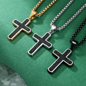 Collier pendentif croix vintage pour homme <span class=keywords><strong>Alin</strong></span>, en acier inoxydable imperméable et inaltérable avec zircon, idéal pour les fêtes ou comme cadeau - Product Image 5