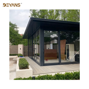 <span class=keywords><strong>Solarium</strong></span> en verre au design minimaliste avec grandes fenêtres pleine hauteur, cadre en aluminium sur mesure pour salle à manger et bureau intérieurs - Product Image 5