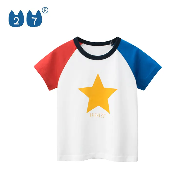 2-7 Years Old Children Urban Little Boys Clothing Colorful Star O-Neck Short Sleeve Tshirt