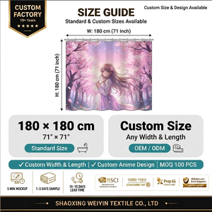 Small Hook <strong>Shower</strong> <strong>Curtain</strong> Anime Flower Pattern Polyester Waterproof Bathroom <strong>Curtain</strong> Detachable <strong>Lining</strong> Brand 12 Hooks Home - Product Image 3