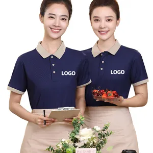 Custom Polo Shirts Cafe Lapel Working Clothes Hotel Modern Restaurant Waiter Uniform Short Sleeve Customized Shirts