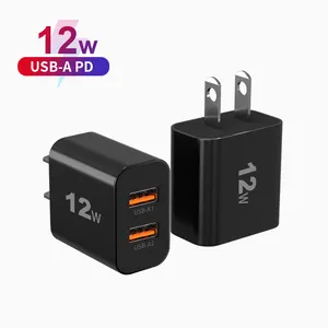 Best Sellers US Plug Black 12W Dual Ports Power Adapter USB Wall Charger for Android Devices