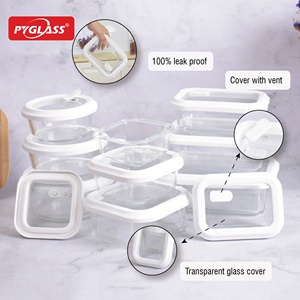 Récipient alimentaire en verre à haute teneur en borosilicate de vente chaude avec couvercle transparent en verre; boîte à lunch en verre; récipient de préparation de <span class=keywords><strong>repas</strong></span> - Product Image 3