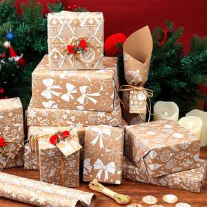 Everyday <b>Christmas</b> Kraft <b>Wrapping</b> <b>Paper</b> - 80gsm 43*300cm | Minimalist Design | Bulk Wholesale Custom Gift Packaging - Product Image 3