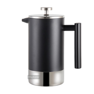 Cafetière à piston française isolée à double paroi HIGHWIN noire en acier inoxydable - Product Image 1