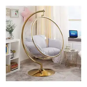 Moderne Woonkamer Stoelen Transparant Acryl Ei Stoel Schommel Met Stand Bubble Stoel Gold