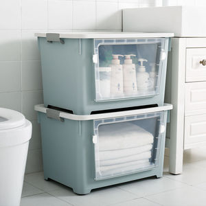 Space Saving, Stackable, Plastic Storage Boxes & Bins with Wheels to organize better