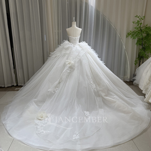 ชุดแต่งงานแบบยาวลากพื้น แบรนด์ Jancember รุ่น Lsoy046 ประดับด้วยคริสตัลทำมืออย่างประณีต ผ้าทูลล์ระยิบระยับ ไร้สายคาดไหล่ - Product Image 6