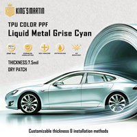 KING MARTIN Film de protection de peinture sans DMF pour carrosserie automobile, compatible avec les voitures, couleur Gris Cyan Métal Liquide TPU PPF