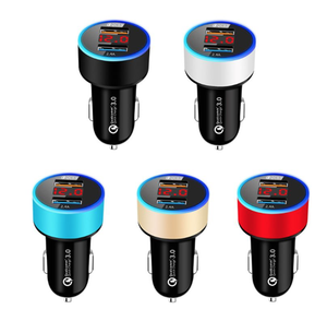Chargeur de téléphone de <span class=keywords><strong>voiture</strong></span> de <span class=keywords><strong>bonne</strong></span> <span class=keywords><strong>qualité</strong></span> avec double port USB, charge rapide QC 3.0, affichage numérique LED en métal - Product Image 1