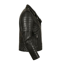 Blouson en cuir noir pour homme, style motard, en cuir de vachette véritable, col montant, coupe ajustée, fermeture éclair, pour la vente en gros
