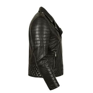 Chaqueta de Cuero Negra para Motociclista, Chaqueta de Motocicleta de Cuero Genuino, Estilo Ajustado con Cremallera para Venta al por Mayor - Product Image 2