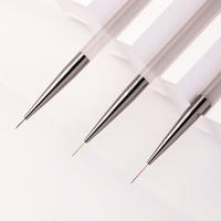 Ensemble de 3 pinceaux à double extrémité pour nail art, style japonais, manche transparent gris en acrylique, poils en nylon, pour gel UV, dessin, salon et usage domestique