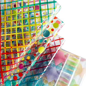 Thiết kế độc đáo dải cầu vồng in ấn rõ ràng Vinyl CuộN óng ánh mô hình hình học in Nhựa cuộn cho túi khăn trải bàn - Product Image 5