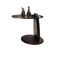 Table basse en verre trempé de style moderne minimaliste nordique italien Wabi-Sabi avec cadre en bois pour petits appartements