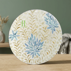 BEST SELLER! Luxury Bamboo Mother of Pearl Inlay Eco-Friendly Round <b>Placemats</b> <b>Table</b> Centerpieces Decorations OEM Design Vietnam - Product Image 1