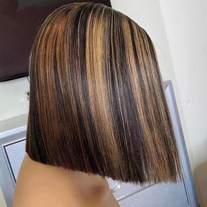 Pelucas Cortas Bob de Cabello <span class=keywords><strong>Humano</strong></span>, Pelucas con Frente de Encaje, Cabello con Cutícula Alineada, Pelucas Frontales de Encaje HD Virgen Crudo al por Mayor para Mujeres Negras - Product Image 1