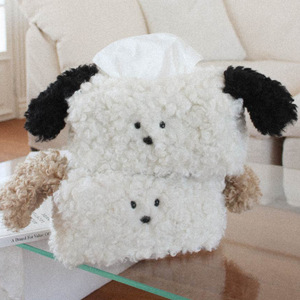 Boîte/sac à mouchoirs en peluche mignon en forme de chiot, parfait pour le style japonais et coréen, idéal pour la décoration du salon et du bureau. - Product Image 4