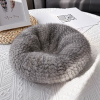 Gorro Casual de Piel de Visón Tejido a Mano de Lujo para Mujer, Gorro de Piel para Todas las Temporadas