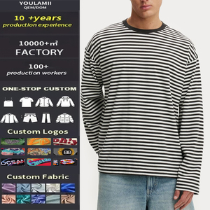 Chemise à manches longues à rayures horizontales, coupe ample, en coton épais, vierge, pour marque privée, vente en gros, fabriquée en Chine - Product Image 1