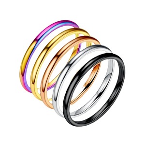 2mm Stainless Steel Thin <b>Ring</b> Women's Korean-style Niche <b>Ring</b> Stainless Steel Glossy <b>Couple</b> <b>Ring</b> - Product Image 1