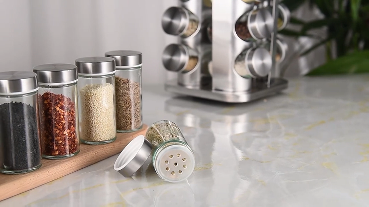 Luxury Gold Counter Top Standing Shelf Rotating 20 Jar Bottle