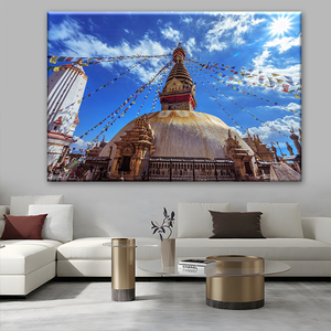 Impresión en Lienzo del Stupa de Boudhanath de Katmandú, Nepal, Arte de Pared, Bandera de Oración del Templo Budista, Decoración para el Hogar y la Habitación - Product Image 3