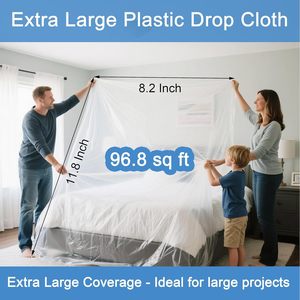 Plastic Drop Cloth 4 Pack Clear Disposable Large Painters <b>Tarp</b> Dust Cover for Couch Furniture Protection - Product Image 2