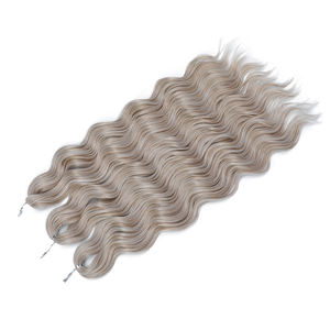 24 pulgadas Deep Wavy Passion Twist Crochet Hair Trenzas de ganchillo sintéticas Extensiones de <span class=keywords><strong>cabello</strong></span> trenzado de <span class=keywords><strong>cabello</strong></span> rizado 3 hebras/paquete - Product Image 2