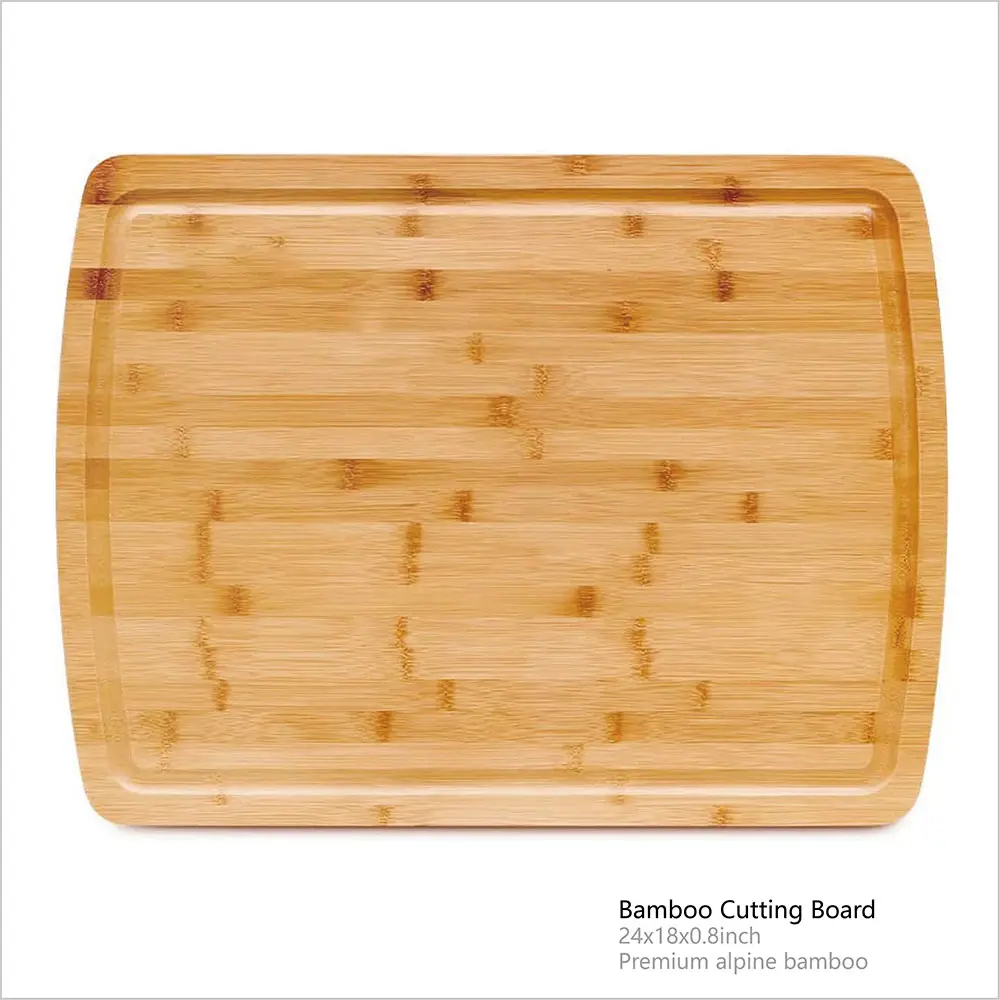 Bamboo Cutting Board For Kitchen Heavy Duty Wood Cutting Boards With Juice Groove 100% Organic Bamboo