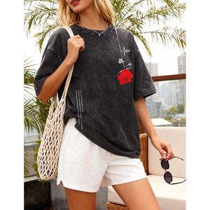 FOXA Mens Oversized T-Shirt Acid Wash Cotton Graphic Print Casual Streetwear Short Sleeve Breathable Jersey (S-2XL) - Product Image 3