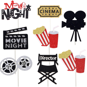 Bannière Joyeux <span class=keywords><strong>Anniversaire</strong></span> Thème Cinéma, Guirlande, Décoration de Gâteau Cupcake, Ballon en Métal et Latex pour Soirée Cinéma et Fournitures de Fête d'<span class=keywords><strong>Anniversaire</strong></span> - Product Image 3