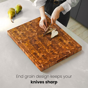 Set papan potong biji, kayu jati dapur ekstra besar ujung daging, Set papan potong gandum ujung kayu kustom - Product Image 4
