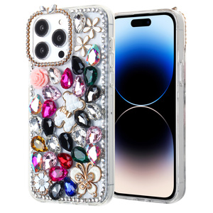Luxury Shiny TPU+PC+Glass Diamond Crystal Rhinestone Bling Clear <b>Cute</b> Cartoon <b>Bear</b> 3D Handmade Design Mobile Phone Case - Product Image 3
