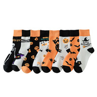 Chaussettes mi-mollet décontractées Halloween, tendance, pour couples, motif dessin animé, polyvalentes, unisexe, automne-hiver, citrouille, sorcière, amusantes, en polyester et coton