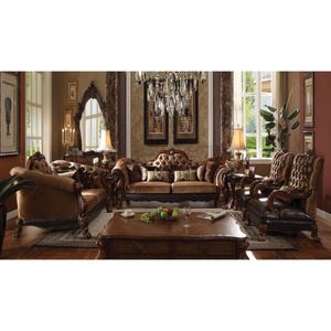 Victorian rắn gỗ cấu trúc phòng khách sofa Set vải bìa cắt sofa đặt bằng gỗ chạm khắc ghế sofa - Product Image 2