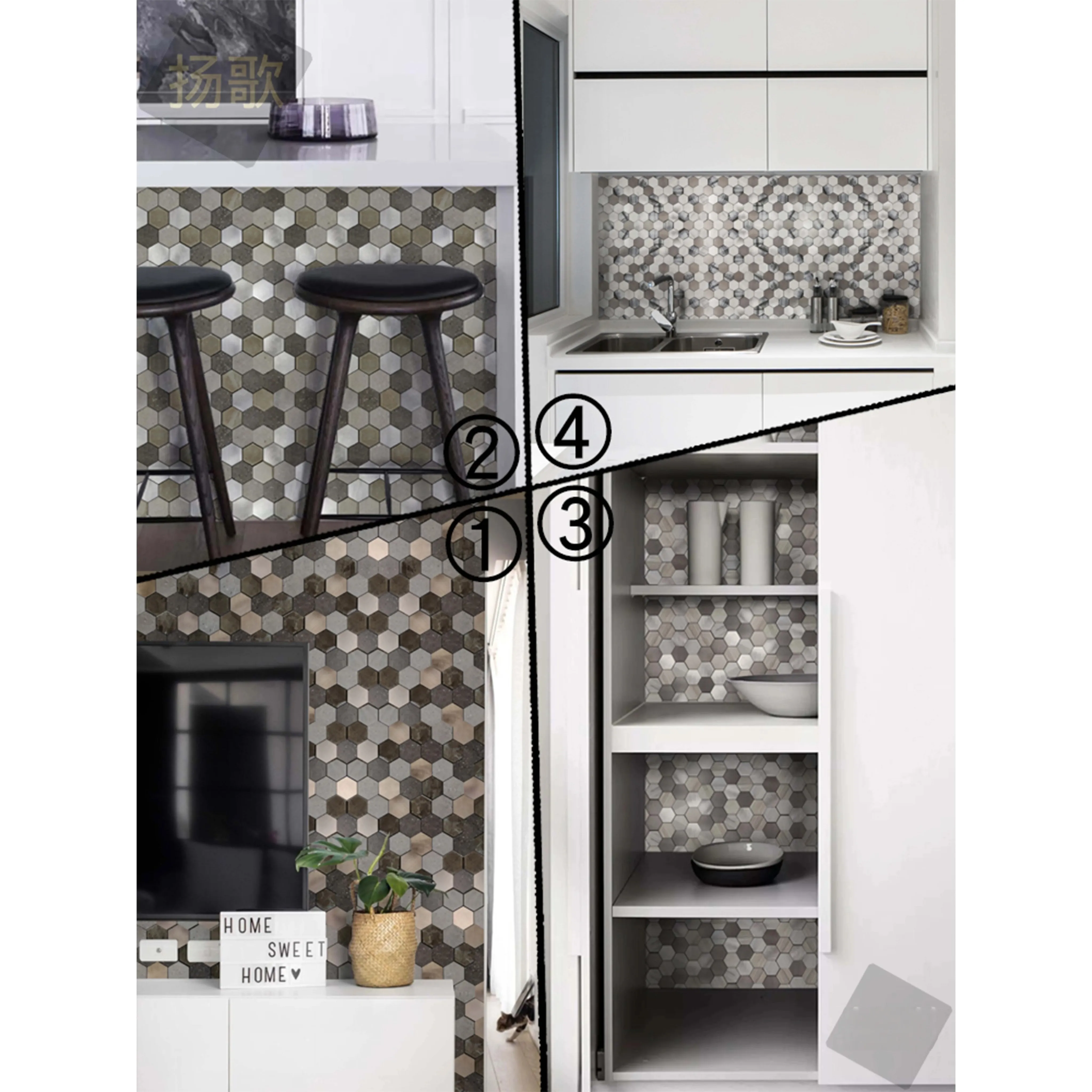 3d Backsplash Keramische Roestvrijstalen Metalen Wandtegel Stickers Voor Keuken