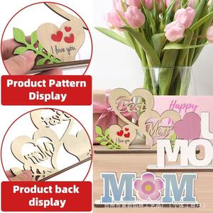 Adornos de madera en forma de corazón con letras, la mejor decoración de escritorio para el Día de la Madre, regalo para el Día de la Madre, decoración del hogar - Product Image 4