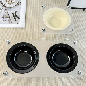 Grosir mangkuk kucing pola padat ramah lingkungan, mangkuk kucing dua ketinggian bergaya dengan dudukan akrilik untuk air makanan - Product Image 6