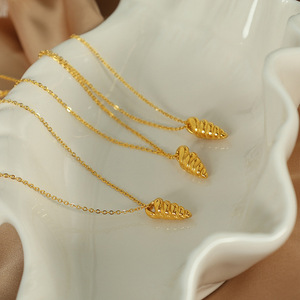 Collar en espiral con colgante de concha, chapado en oro de 18 quilates, cadena de acero inoxidable para clavícula, para mujer - Product Image 1