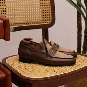 Belgian Champagne British-Style Office Career Versatile Elevator Genuine Leather Color-<b>Block</b> Summer Lace-up Square Anti-Slip - Product Image 1