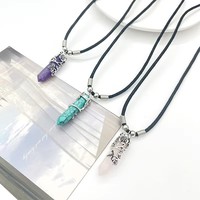 Mode Hexagonal Colonne Balle Pendentifs Bijoux Collier Cristal Quartz Guérison Point Chakra Pierre Longues Charmes Chaînes Colliers