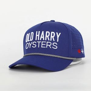 Custom Logo Sport Rope Baseball <b>Cap</b>,<b>Waterproof</b> Laser Cut Drilled Hole Perforated Gorras,5 Panel Blue Polyester Golf Dad Hat - Product Image 2