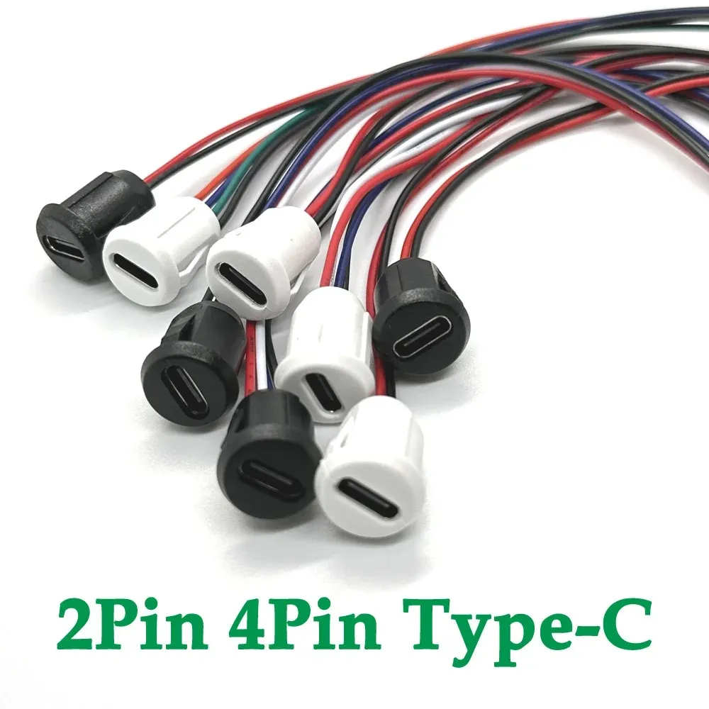 USB-C presa di ricarica rapida CC ad alta corrente 2/4pin con piastra a pressione PH2.0 tipo-Jack connettore impermeabile femmina C