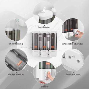 <span class=keywords><strong>Dispenser</strong></span> di <span class=keywords><strong>Sapone</strong></span> da Parete, Erogatore di Gel <span class=keywords><strong>Doccia</strong></span>, <span class=keywords><strong>Dispenser</strong></span> Triplo <span class=keywords><strong>per</strong></span> Shampoo e Balsamo Senza Foratura in ABS <span class=keywords><strong>per</strong></span> Bagni - Product Image 2