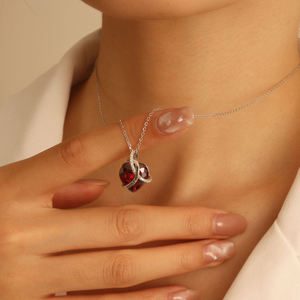 Collier personnalisé en argent sterling 925, motif cœur d'amour éternel, gravé, cadeau pour femme. - Product Image 3